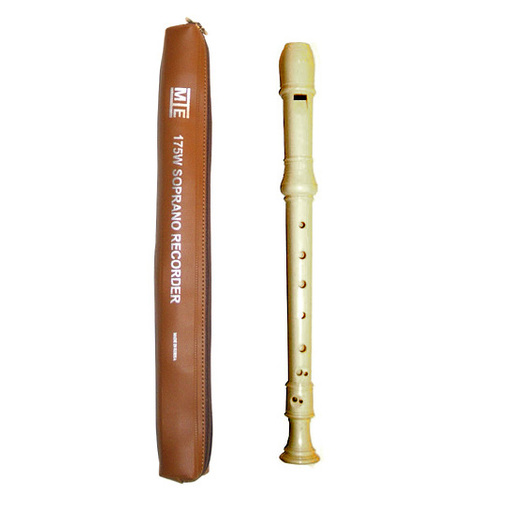 MIE175W Soprano Recorder, One-Piece, with Zipper Case, Baroque 1 MIE175W Soprano Recorder, One-Piece, with Zipper Case, Baroque