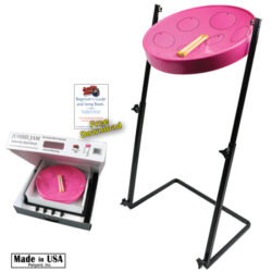 Jumbie Jam Steel Drum Kit - Metal Z-Floor Stand - Pink Pan (G)