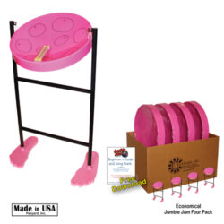 Jumbie Jam Steel Drum Educators 4-Pack -Tube Floor Stand - Pink Pan (G)