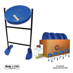 Jumbie Jam Steel Drum Educators 4-Pack -Tube Floor Stand - Blue Pan (G)