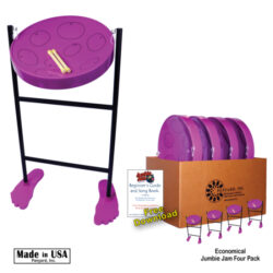 Jumbie Jam Steel Drum Educators 4-Pack -Tube Floor Stand - Purple Pan (G)